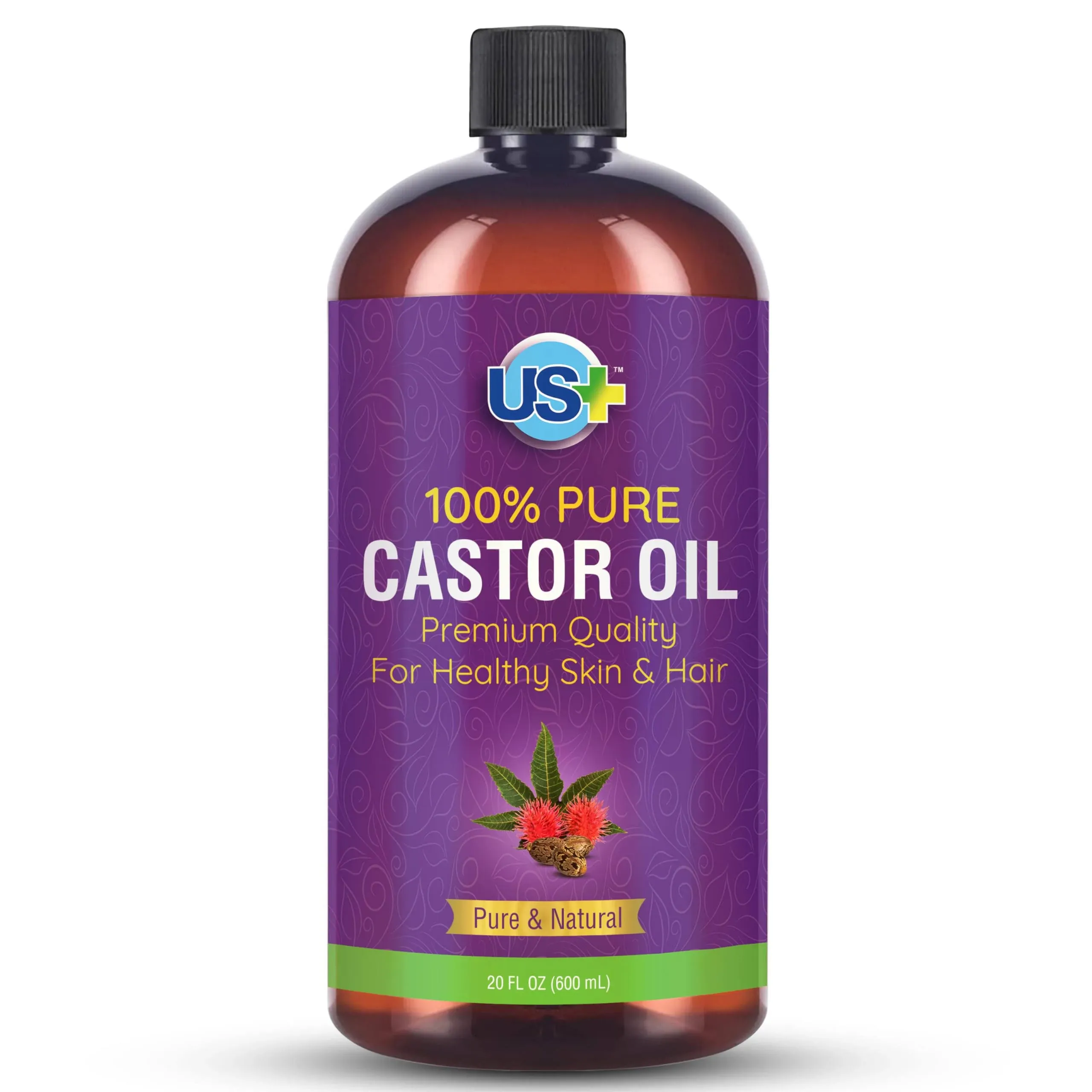 20Oz 100% Pure Castor Oil - Cold-Pressed, Unrefined, Hexane-Free - USP Grade - P