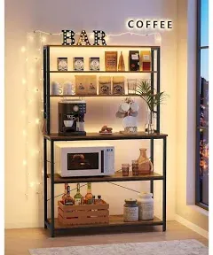 VASAGLE Coffee Bar Baker’s Rack for Kitchen with Storage 6-Tier Kitchen Shelves with 6 Hooks