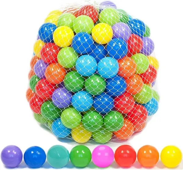 Playz Soft Plastic Mini Ball Pit Balls 50 Count - w/ 8 Vibrant Colors - Crush Proof, No Sharp Edges, Non Toxic, Phthalate & BPA Free for Baby Toddler Ball Pit, Play Tents & Tunnels Indoor & Outdoor