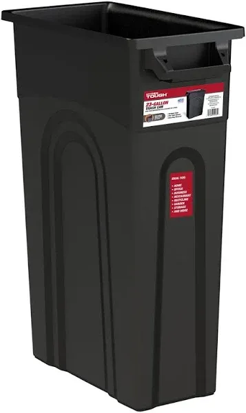 Trash Can 23 Gallon Black, Highboy Heavy Duty Waste Container, Slim Space Saving