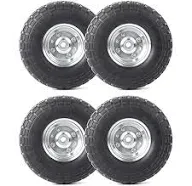 AR-PRO 4.10/3.50-4" Flat Free Tire and Wheel 10 Inch Solid Rubber Tires with 5/8" Bearings