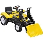 Aosom Kids Manual-Pedal Ride On Excavator with Front Loader Digger, Ride On Tractor for 3 Year Old, Yellow