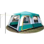 KTT Instant Tent 12 Person(A),Large Family Cabin Tents,Automatic Tent Build Quickly in 60S,2 Rooms,2Top Windows 3Doors and 3Windows with Mesh,Waterproof,Big Tent for Outdoor Camping(Green)