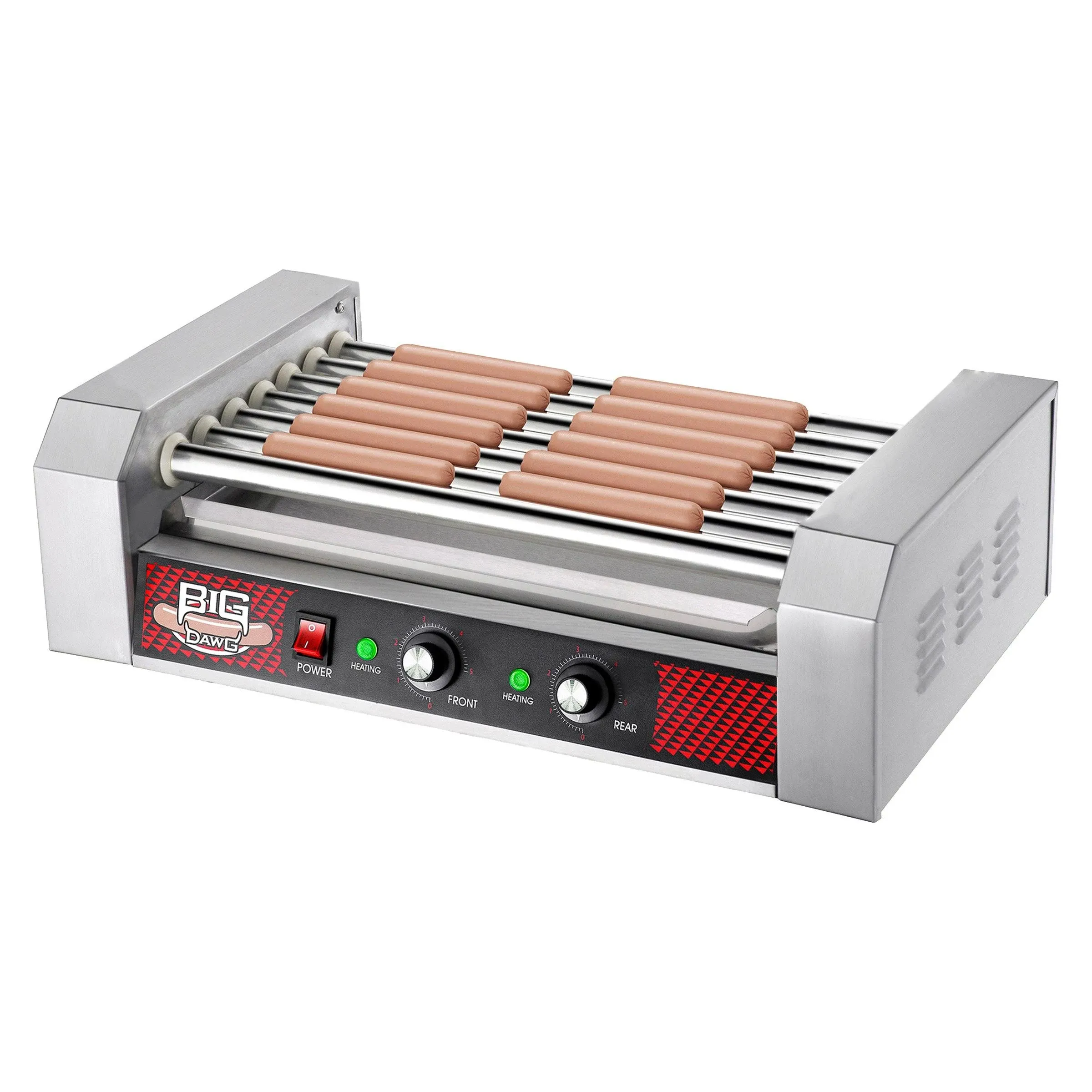 Hot Dog Roller Machine – Stainless-Steel Cooker with 7 Non-Stick Rollers by Great Northern Popcorn