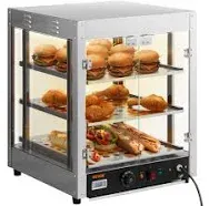 Commercial Food Warmer Countertop Pizza Cabinet with 3 Tiers, Convection Heating, Temperature Control, and Glass Display