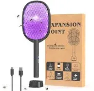 2 in 1 Electric Fly Swatter & Mosquito Zapper 4000V with USB Charging Base, Powerful Bug Zapper Racket Mosquito Swatter with 3 Layers of Safety Net Suitable for Indoor and Outdoor…