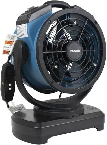 XPOWER FM-68W Multipurpose Oscillating Portable 3 Speed Outdoor Cooling Misting Fan with Built-In Water Pump and Hose