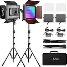 GVM 1000D RGB LED Light Panel 2-Light Kit with Softboxes