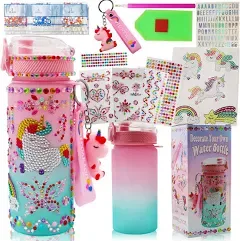 EDSPORTSHOUSE Decorate Your Own Water Bottle Kits for Girls Age 4-6-8-10,Unicorn Painting Crafts,Fun Arts and Crafts Gifts Toys for Girls Birthday Christmas(Unicorn)