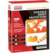 Office Werks 1000 Sheet Protectors 8.5 X 11 Inch Clear Page for 3 Ring Binder