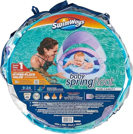 Swimways Sun Canopy Inflatable Infant Spring Float for Infants 9-24 Months, Mermaid Design