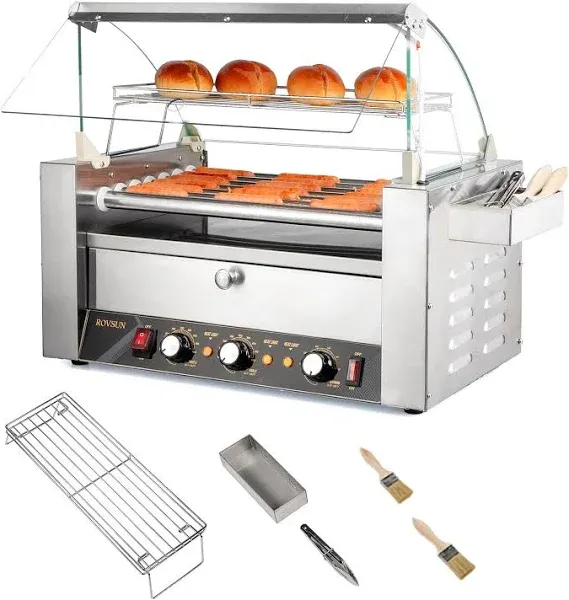 ROVSUN Hot Dog Roller Warmer 1200W, 7 Rollers 18 Hot Dog Roller Grill Cooker ...