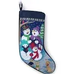 Lands' End Needlepoint Christmas Stocking, Singing Snowmen