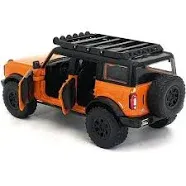 1/24 Jada 2021 Ford Bronco Off Road 4×4 &amp; Black Top Diecast Model Orange 34289