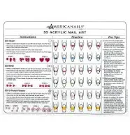 Americanails 3D Acrylic Nail Art Training Mat - Silicone Trainer Sheet for 3D Acrylic Nail Art Design - Step-by-Step Instructions & Diagrams - Create Hearts, Bows & Flowers - Protects Desk Surface