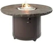 Outdoor GreatRoom Co Propane Fire Pit Table - Beacon Gas Fire Pits for Outside Patio - 48 Inch Round Concrete Firepit Fire Table with Matching Tabletop Cover, Powder-Coated Metal Base - Bronze