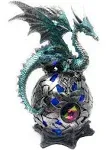 Ain’t It Nice Dragon Statue On Light Up LED Orb Cycling Through Many Vibrant Colors Collectible Dragon Figurine Fantasy Décor, Turquoise 4(L) X 4(W) X 8(H) inches (Batteries Included)