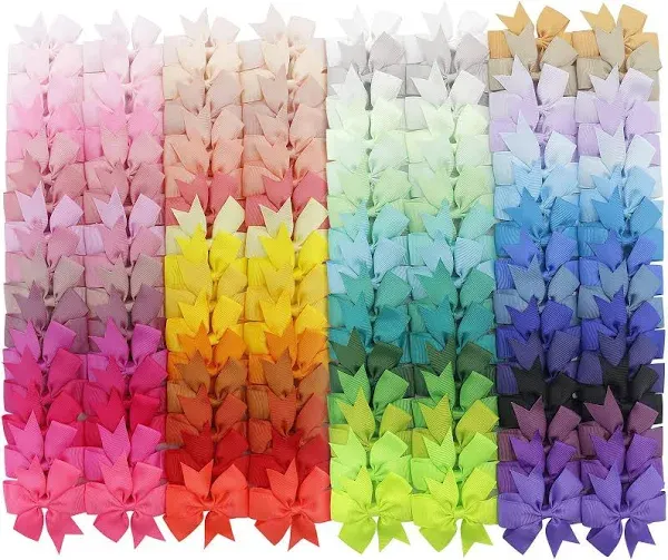 Babymatch 120pcs Grosgrain Ribbon Polka Dot Pinwheel Hair Bows Boutique Rainbow Bows Alligator Clip