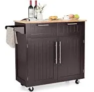 Costway Rolling Kitchen Cart Island Heavy Duty Storage Trolley Cabinet Utility