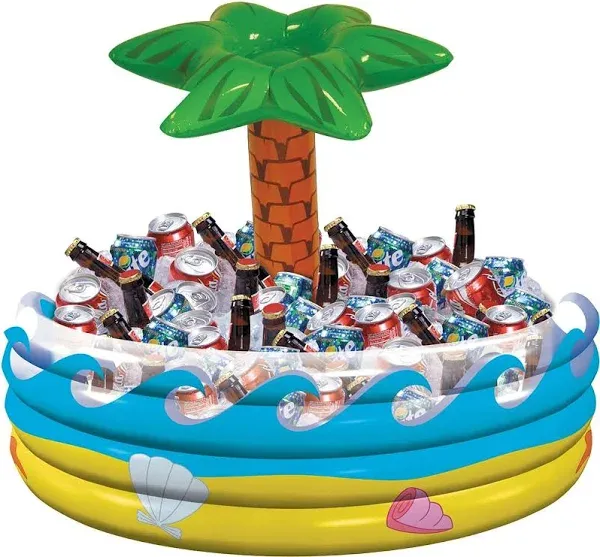 Palm Tree Oasis Inflatable Party Cooler, 14&#034; x 29.5&#034;