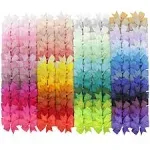 Babymatch 120pcs 3inch Grosgrain Ribbon Polka Dot Pinwheel Hair Bows Boutique Rainbow Bows Alligator Clips for Girls Toddlers Teens(60Colorsx2)