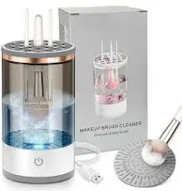 Electric Makeup Brush Cleaner, Quick Efficient Machine for Deep Cleaning All Types of Brushes, Portable Compact Design for Travel Home Use, for Makeup Lovers & Professionals - White