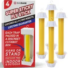 Fly Stick Sticky Fly Traps for Indoors and Outdoor 4pk. Non-Toxic Bait Free. ...