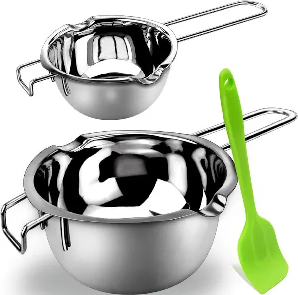 Double Boiler Pot Set for Melting Chocolate, Butter, Cheese, Caramel and Candy - 18/8 Steel Melting Pot, 2 Cup Capacity, Including The Biggest and Smallest Capacity…