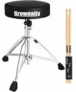 Drum Throne Seat,Adjustable Stool Drum Universal Padded Drum Throne Drummer Stool with 5A Drumsticks for Adults Beginner Drummers