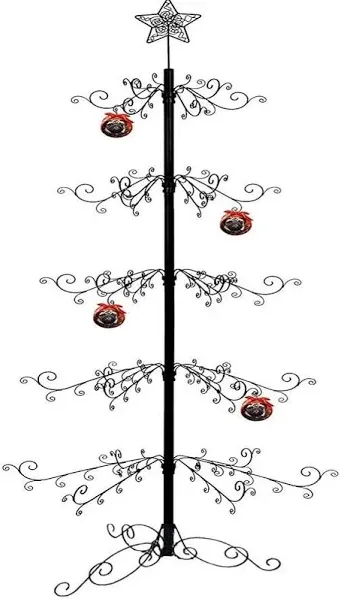 7 Ft Wrought Iron Christmas Tree Ornament Display Stand Metal Holder Hang...