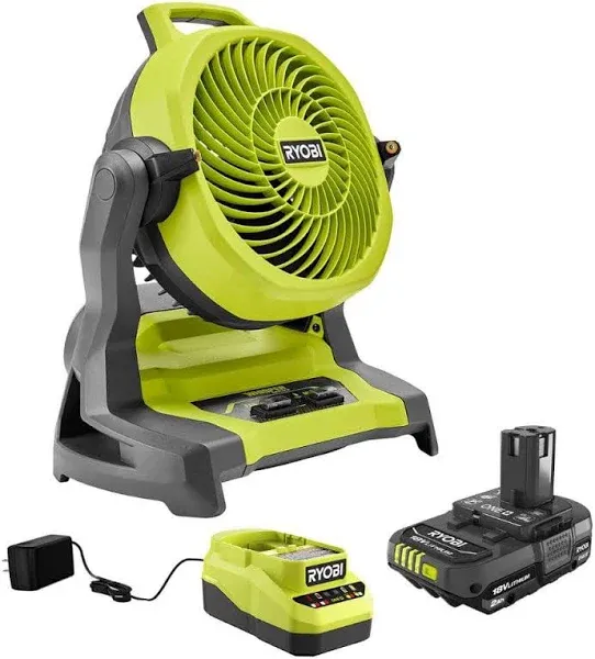 Ryobi 18V ONE+ Cordless 7-1/2 in. Bucket Top Misting Fan Kit with 1.5 Ah Battery