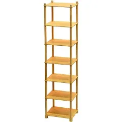 Vertical Bamboo Shoe Rack, 7 Tier Narrow Free Standing Shoe Rack Organizer for Entryway, Skinny Standing Shoe Rack Shelf for Bedroom Closet Small Spaces