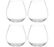 4 Riedel Wine Glasses Stemless Balloon &#034;O&#034; Pattern 4 1/2&#034; Pinot Nebbiolo Noir