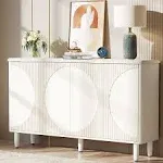 LITTLE TREE 59-Inch White Buffet Cabinet Sideboard with Storage, Modern Sideboard Buffet Table with Doors for Living Room, Dining Room