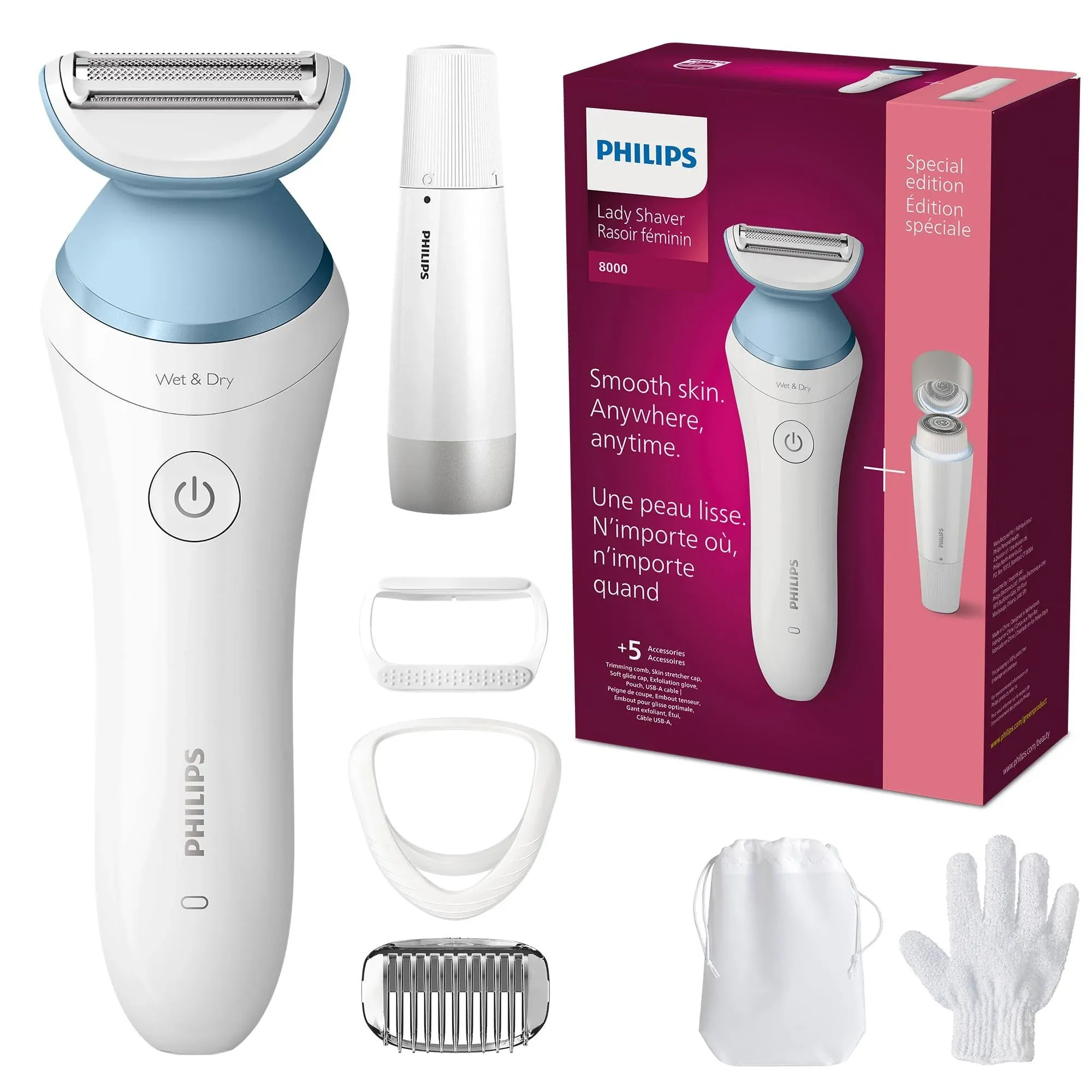 Philips Lady Shave Series 8000 with Facial Hair Remover, BRL166/91