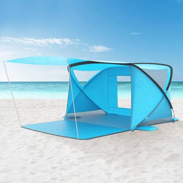 Beach Tent with Canopy, Beach Cabana Sun Shelter for 4-6 Person, Lightweight Portable Beach Cabana with UPF 50+ Sun Shelter and Ventilation Windows, Ideal for Family Fun and Outdoor Camping