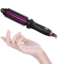 WEEYUM Mini Curling Iron Brush 1 Inch, Tourmaline Ceramic Barrel for Travel, Anti-scald Hair Curler Brush with Extra Long Cord, 2 Temperature Settings for Short Hair/Shoulder Hair