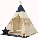 Kids Teepee Tent with Mat, Xiaowantong Printed Canvas Teepee for Girl Boy