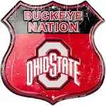 Ohio State Buckeye Nation Highway 12&#034; x 12&#034; Embossed Metal Shield Sign