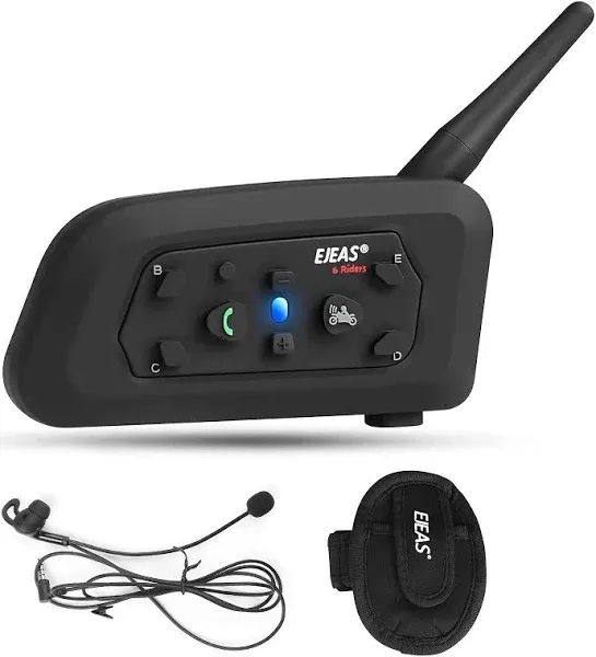 EJEAS V6 Pro Motorcycle Helmet Bluetooth Intercom, 2-Way 1200M Motorcycle Bluetooth Headset Universal Communication System with Noise Cancellation and Waterproof for Dirt Bike/ATV/Snowmobile (1PC)