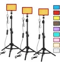 3Pack LED 9Color Filter Studio Streaming Lights Photography Video Lighting Kit Photo Lights Video Recording Photography Camera Photo Game Stream