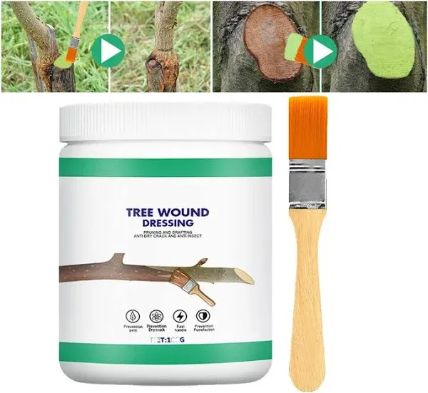 Tree Wound Sealer, Tree Pruning Sealer, Tree Grafting Supplies, Tree Wound Sealer Healing Paste, Bonsai Cut Paste, Pruning Sealer And Tree Wound Dressing for Trees, Shrubs, Roses (1Pcs*100g +1*Brush)