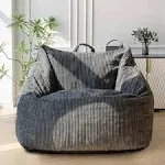 MAXYOYO Bean Bag Chair, Floor Sofa with Handle, Teens Living Room Accent Sofa Chair with Pocket for Gaming Reading Relaxing (Dark Grey)