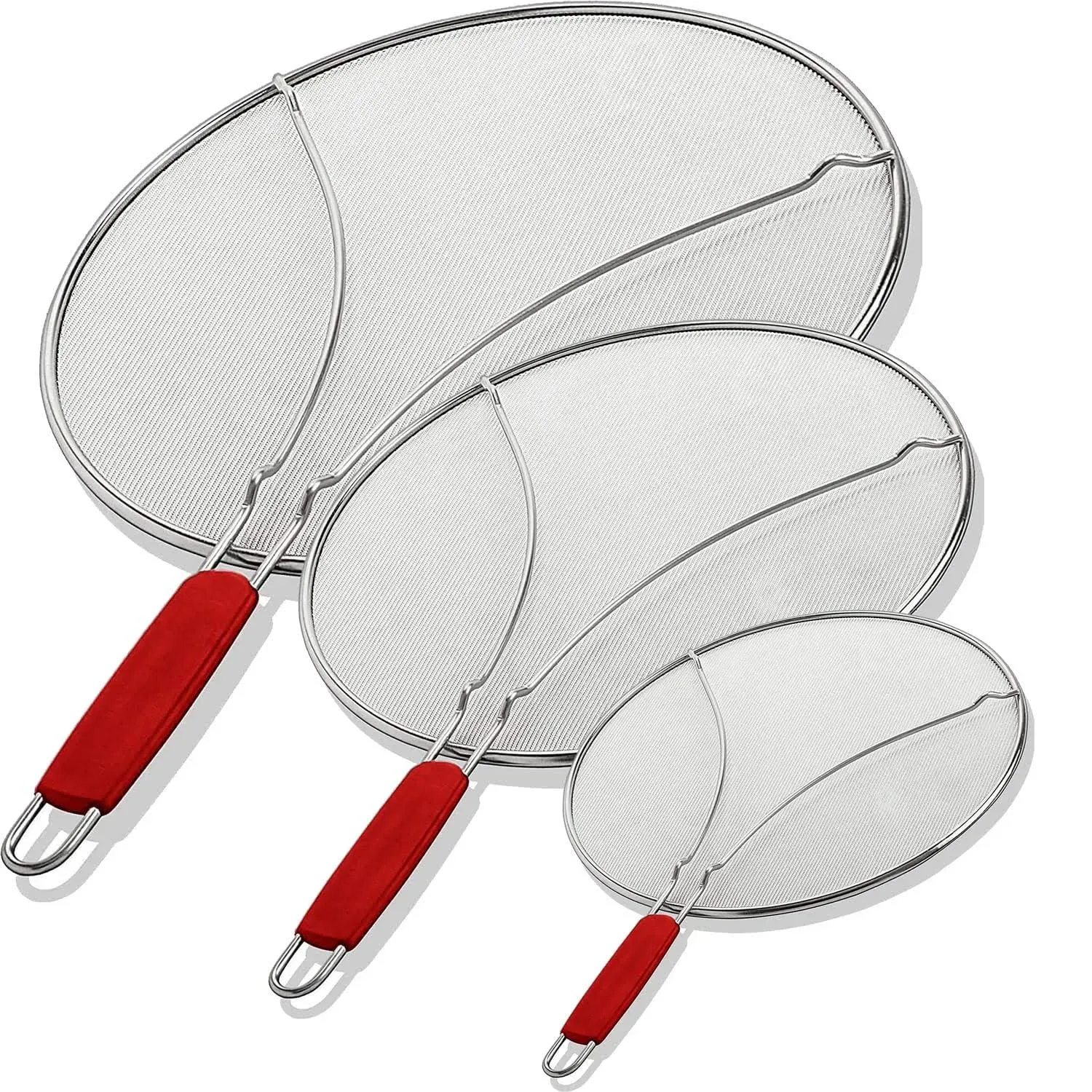 ALPHA LIVING Set of 3-13", 11.5", 9.5" Guard Frying Pan Splatter Screen