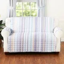 The Lakeside Collection Aidan Stripe Furniture Covers - Light Gray Loveseat