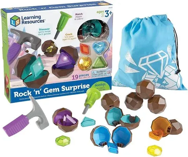 Learning Resources Rock 'n Gem Surprise, Sorting, Matching & Counting Skills Activity Set, Early STEM, 19 Pieces, Ages 3+