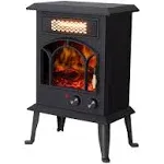 Electric Fireplace Portable Freestanding Stove with Realistic Flames Adjustable Heat Settings Safety Protectuion and Thermostat Control Black