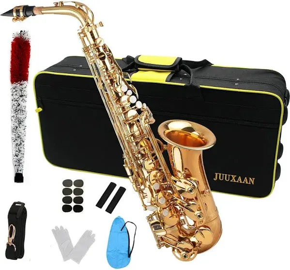 JUUXAAN Alto Saxophone Eb beginner Saxophone includes brush canvas suitcase glov