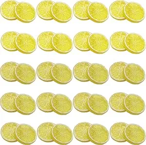 40PCS Simulation Lemon Slices Plastic Fake Artificial Fruit Mini Small Model ...