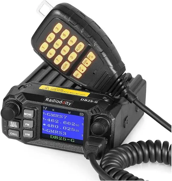 Radioddity DB20-G GMRS Mobile Radio for Car Vehicle, 20W Long Range Two Way Radio with Cigarette Lighter Plug, 500 Channels, VOX, Display Sync, for Off Road Overlanding 4x4